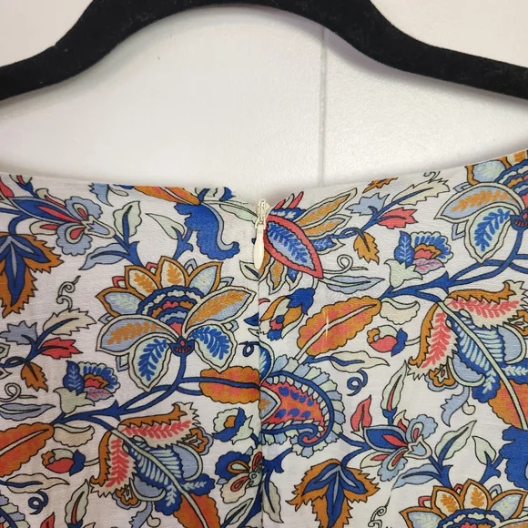 Boden Linen Blend Midi Dress Puff Sleeve A-Line Floral Boho Print V-Neck Size 14 - Picture 11 of 16